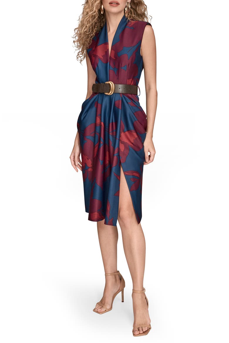 Sleeveless Belted Cocktail Dress, Main, color, ECLPSE MUL