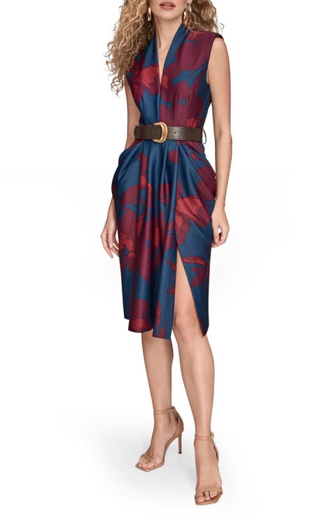 Sleeveless Belted Cocktail Dress
