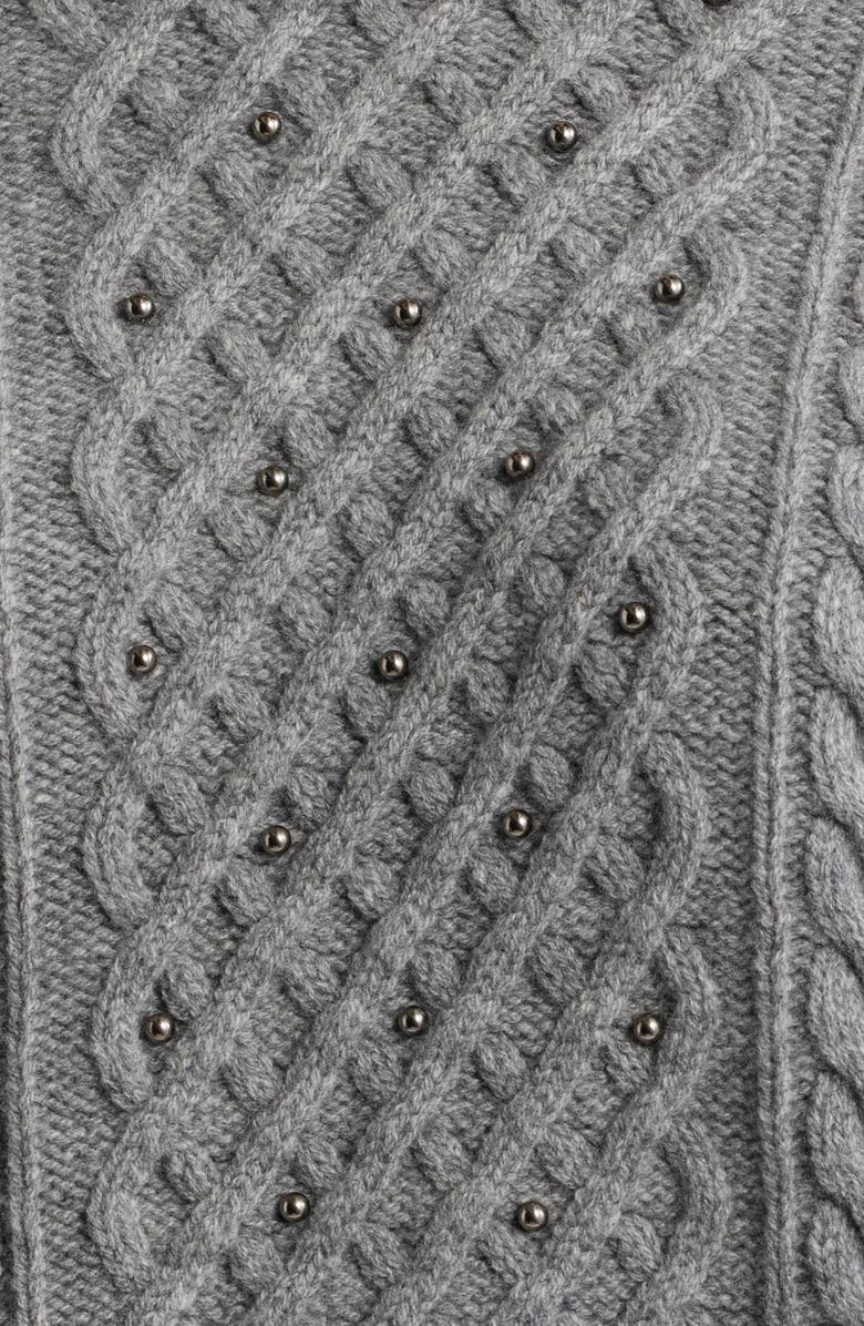 rag & bone Liz Beaded Crewneck Wool Sweater, Alternate, color, Grey