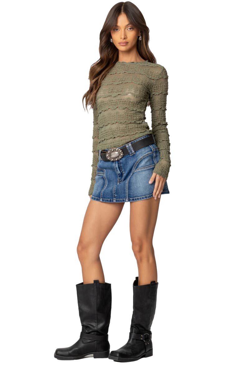 Jive Seamed Low Rise Denim Miniskirt, Alternate, color, BLUE-WASHED