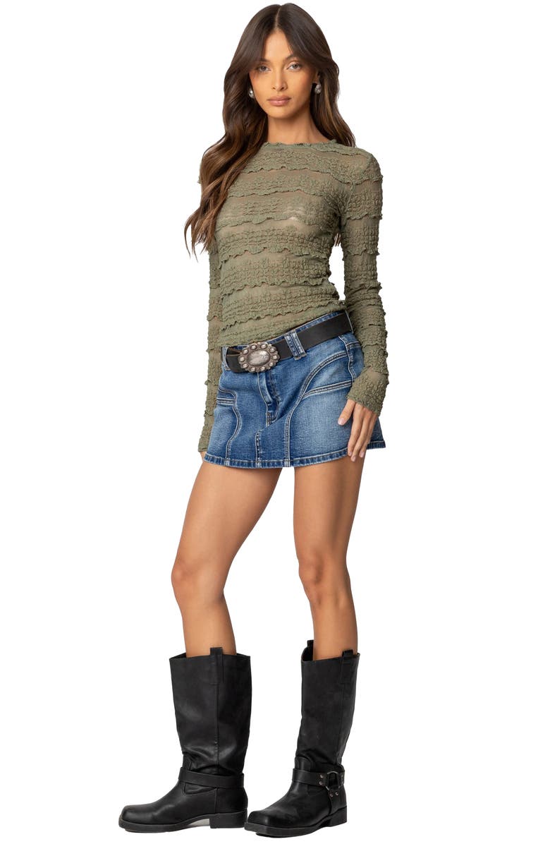 EDIKTED Jive Seamed Low Rise Denim Miniskirt, Alternate, color, Blue-Washed