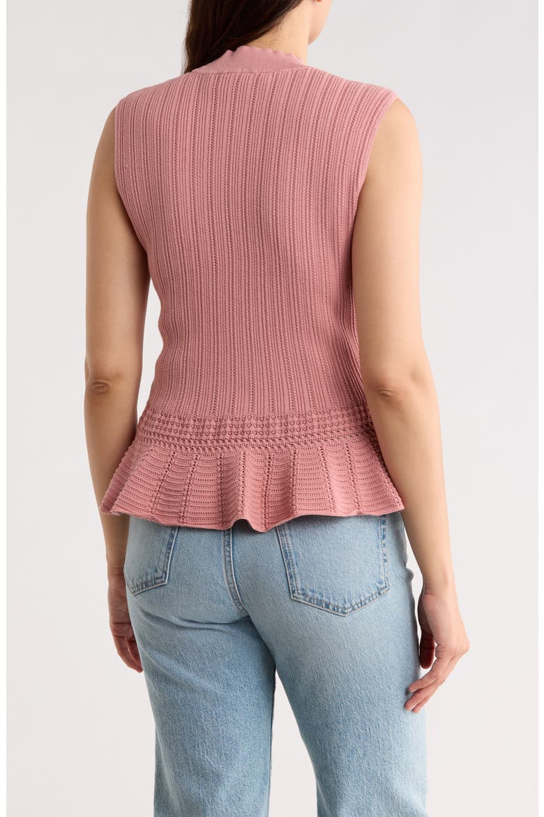 Pointelle Peplum Sweater Tank, Alternate, color, WILD PINK