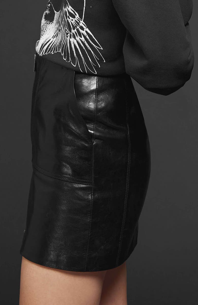 ANINE BING Sally Leather Miniskirt, Alternate, color, 