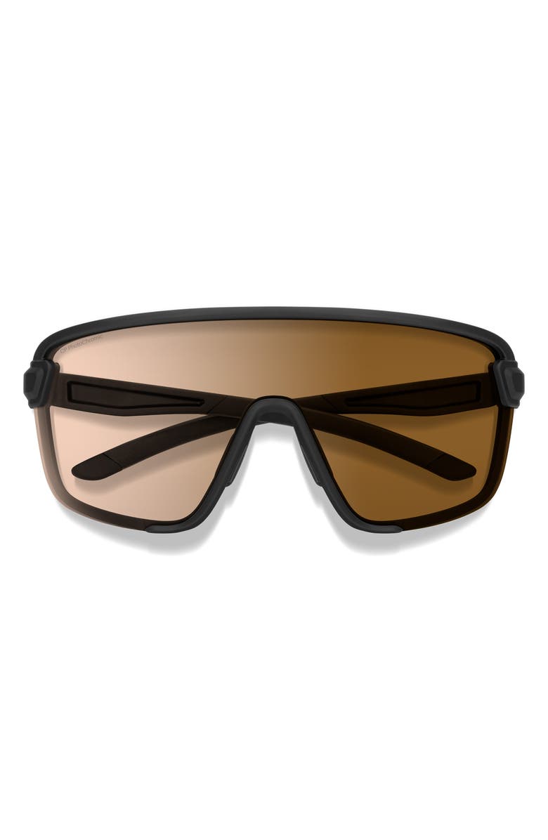 Smith Bobcat Photochromic 135mm ChromaPop<sup>™</sup> Shield Sunglasses, Main, color, Matte Black / Brown