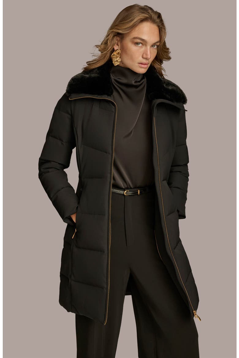 Walker Puffer Coat with Faux Fur Trim, Alternate, color, BLACK