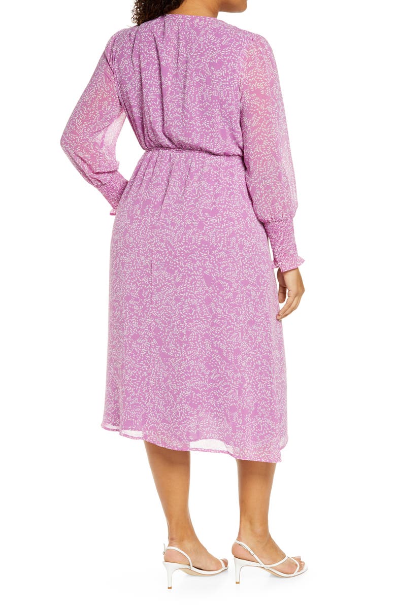 Halogen<sup>®</sup> Wrap Front Long Sleeve Midi Dress, Alternate, color, 