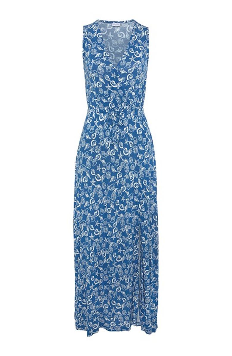 LASCANA Women's Sleeveless V-Neck Maxi Dress, Alternate, color, Blue-Printed