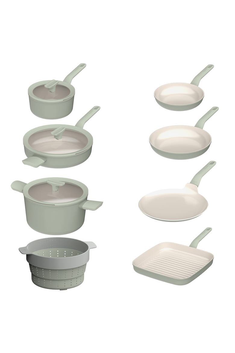 The Leo 11-Piece Cookware Set, Alternate, color, SAGE