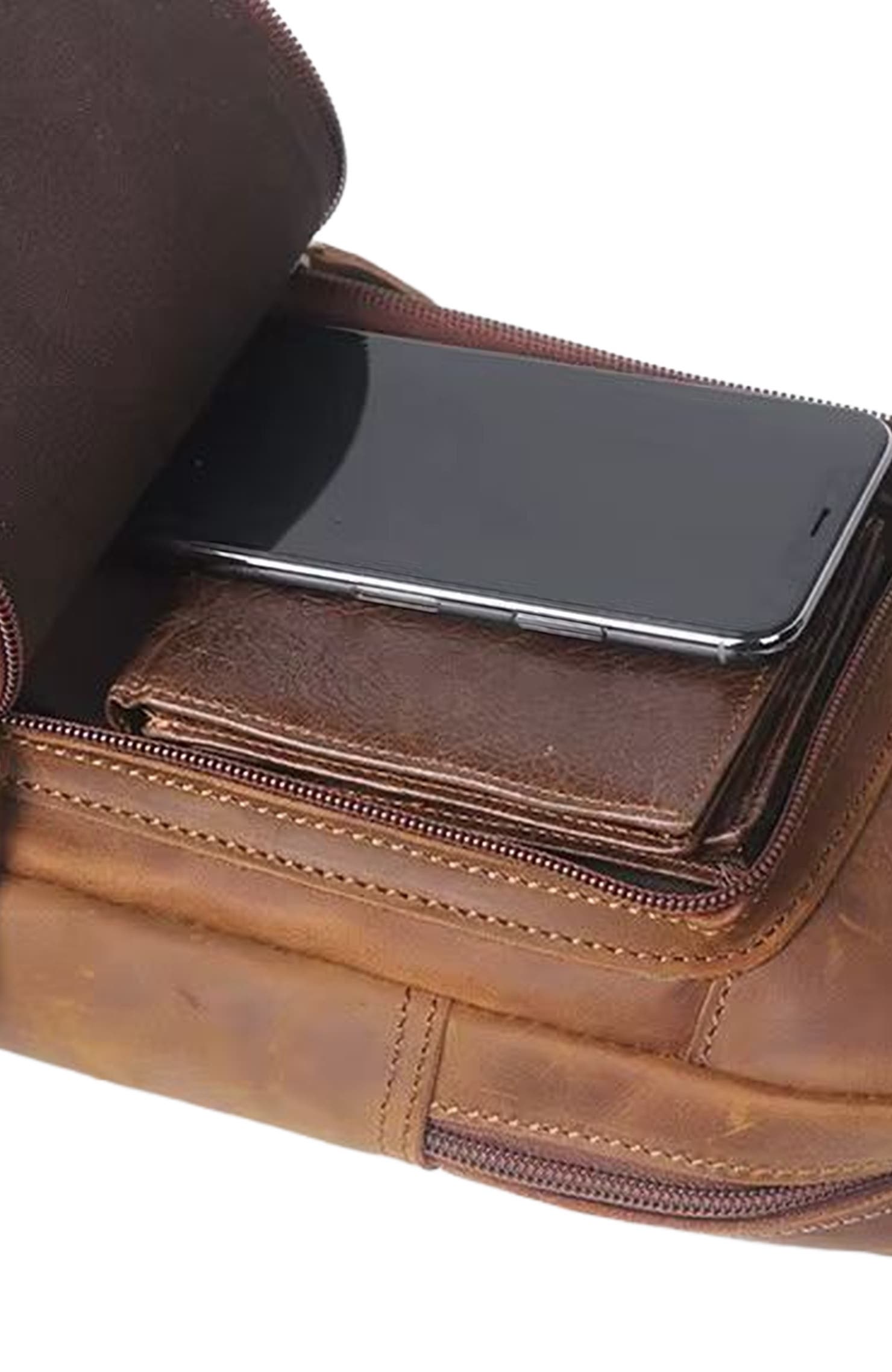 STEEL HORSE LEATHER Erling Leather Sling Bag | Crossbody Leather Pack, Alternate, color, Brown