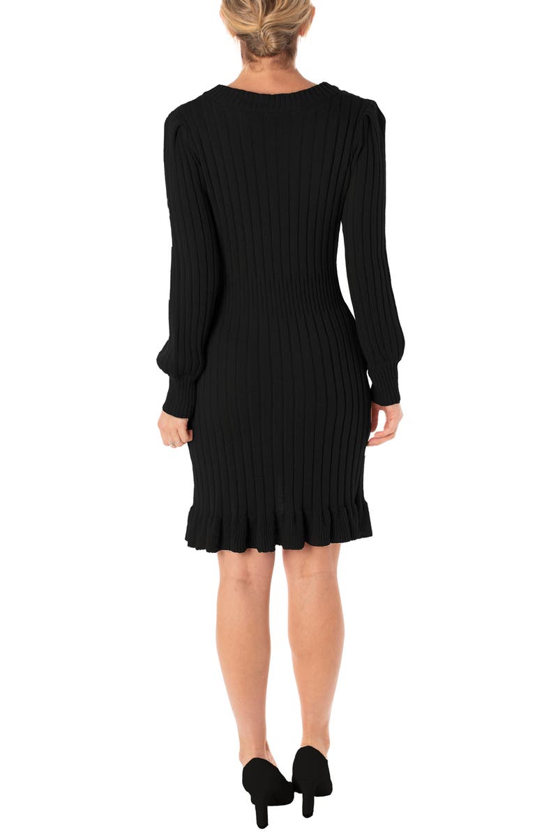 Taylor Dresses Cable Knit Ruffle Hem Sweater Dress, Alternate, color, 