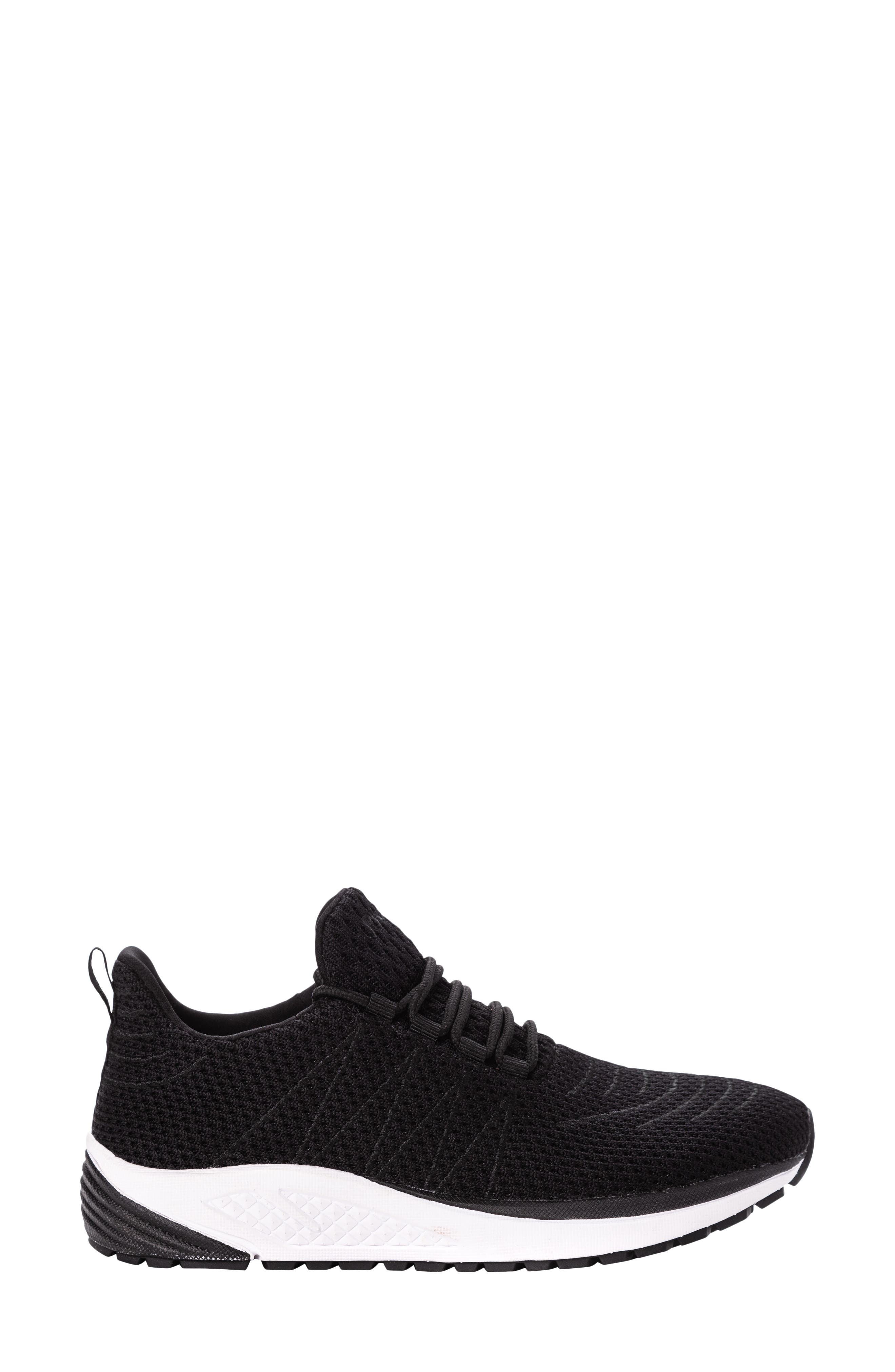 Propét Tour Knit Sneaker, Alternate, color, Black Fabric