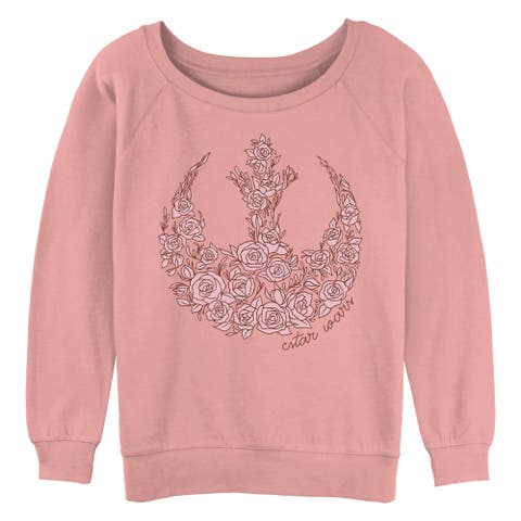 Junior's Star Wars A New Hope Rebel Alliance Pink Roses  Sweatshirt