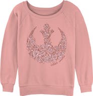 Star Wars: A New Hope Junior's Rebel Alliance Pink Roses Long Sleeve Crewneck Sweatshirt