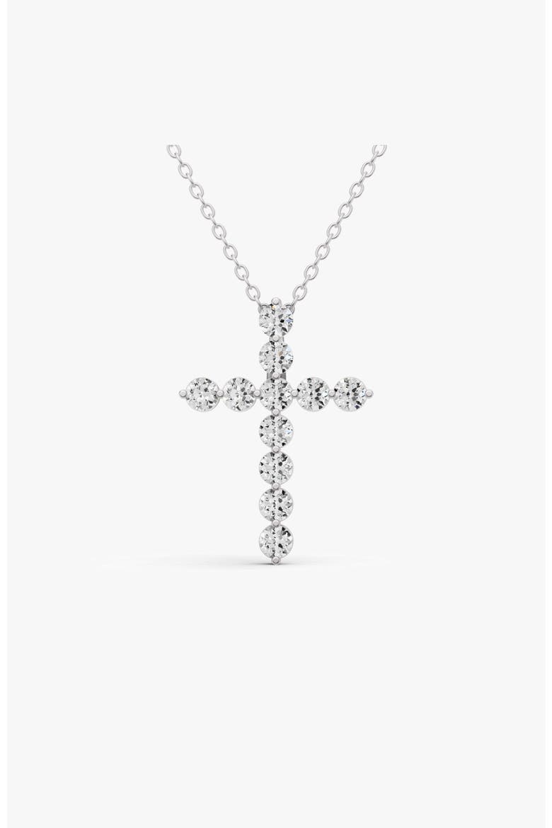 14K Gold Necklace 2.5 ct Sereia's Cross Pendant with Lab Diamonds, Main, color, White Gold