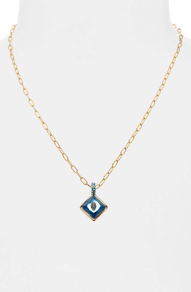 Kurt Geiger London Eagle Head Crystal Pendant Necklace, Alternate, color, Blue