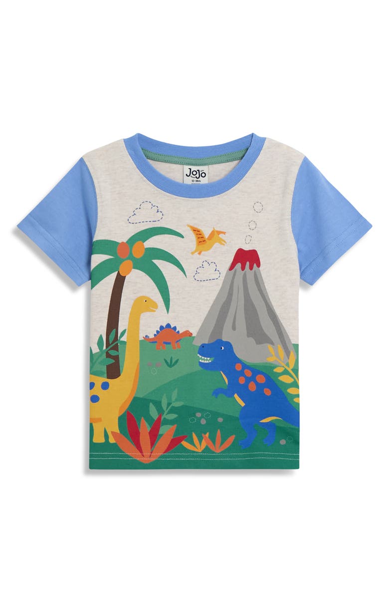 JOJO MAMAN BEBE Dino Scene Cotton T-Shirt & Shorts Set, Alternate, color, Blue