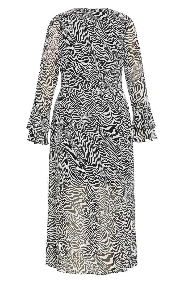 City Chic Print Tie Waist Long Sleeve Maxi Dress, Alternate, color, 