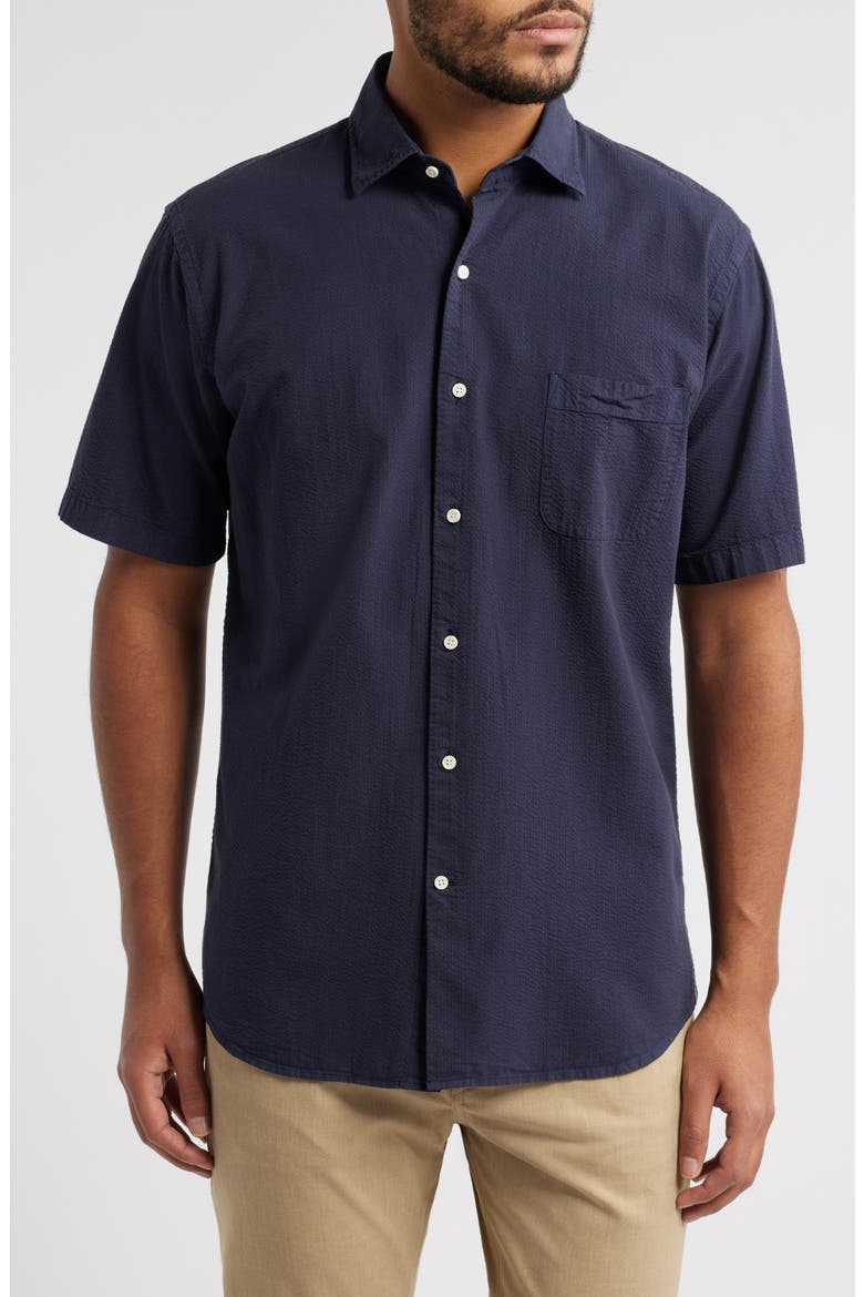 Seaward Short Sleeve Button-Up Shirt, Main, color, NAVY