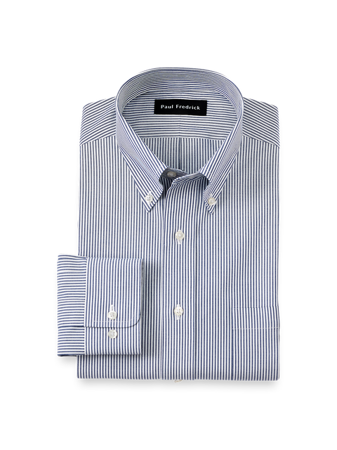 Non-iron Cotton Pinpoint Solid Button Down Collar Dress Shirt