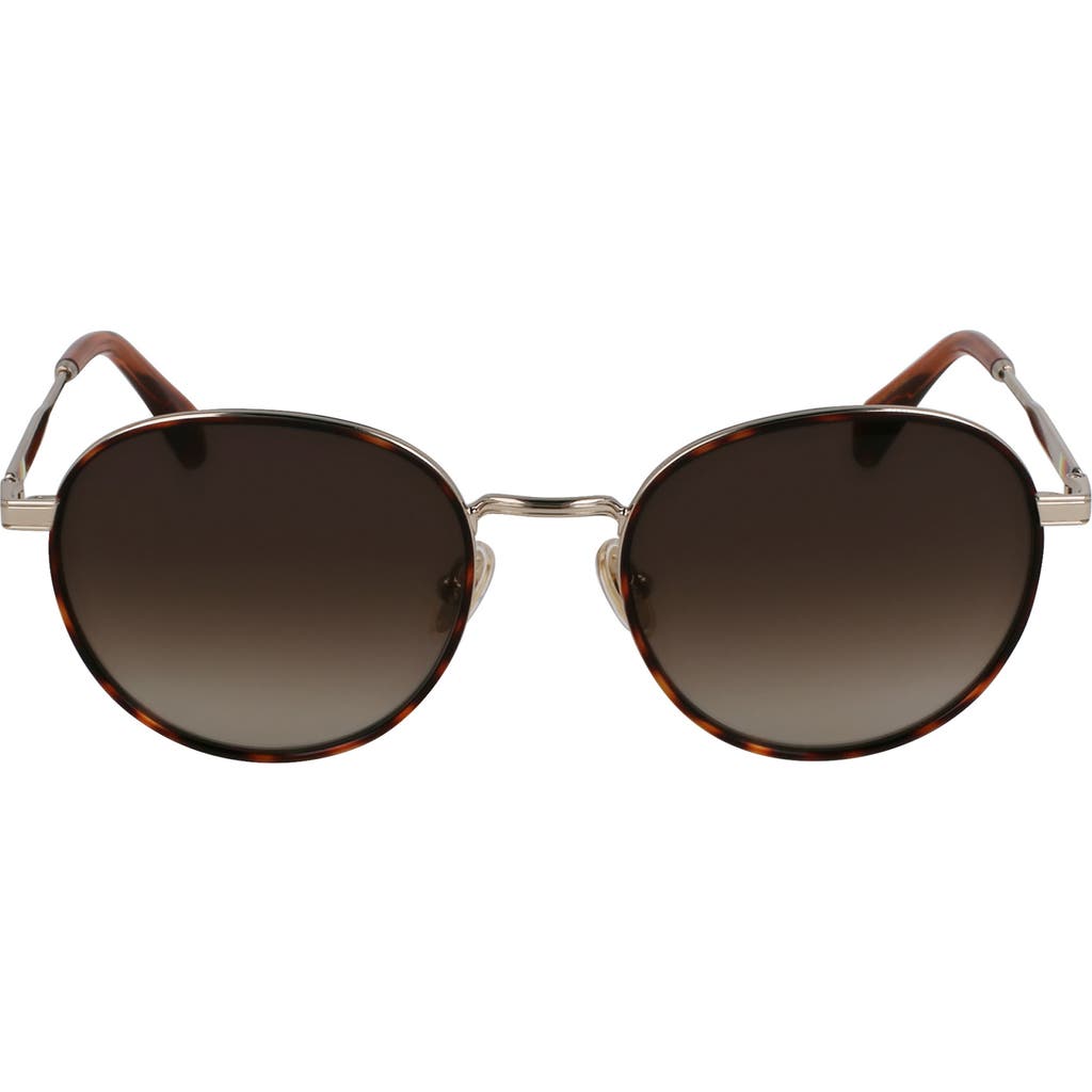 Paul Smith Mabley 53mm Gradient Round Sunglasses In 709 Light Gold/havana