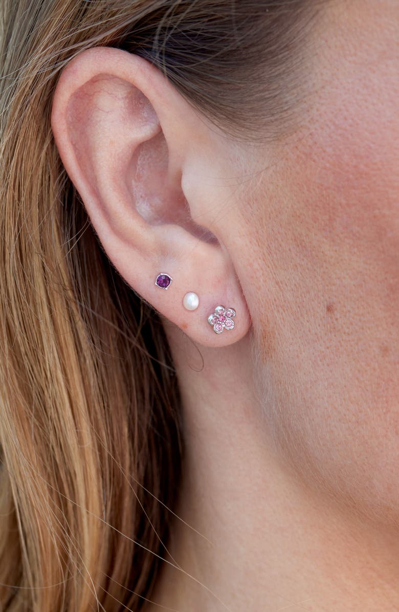 SAVVY CIE JEWELS Set of 3 Stud Earrings, Alternate, color, Silver