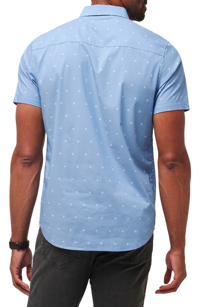 TravisMathew Wind It In Stretch Short Sleeve Button-Up Shirt, Alternate, color, Heather Quiet Harbor