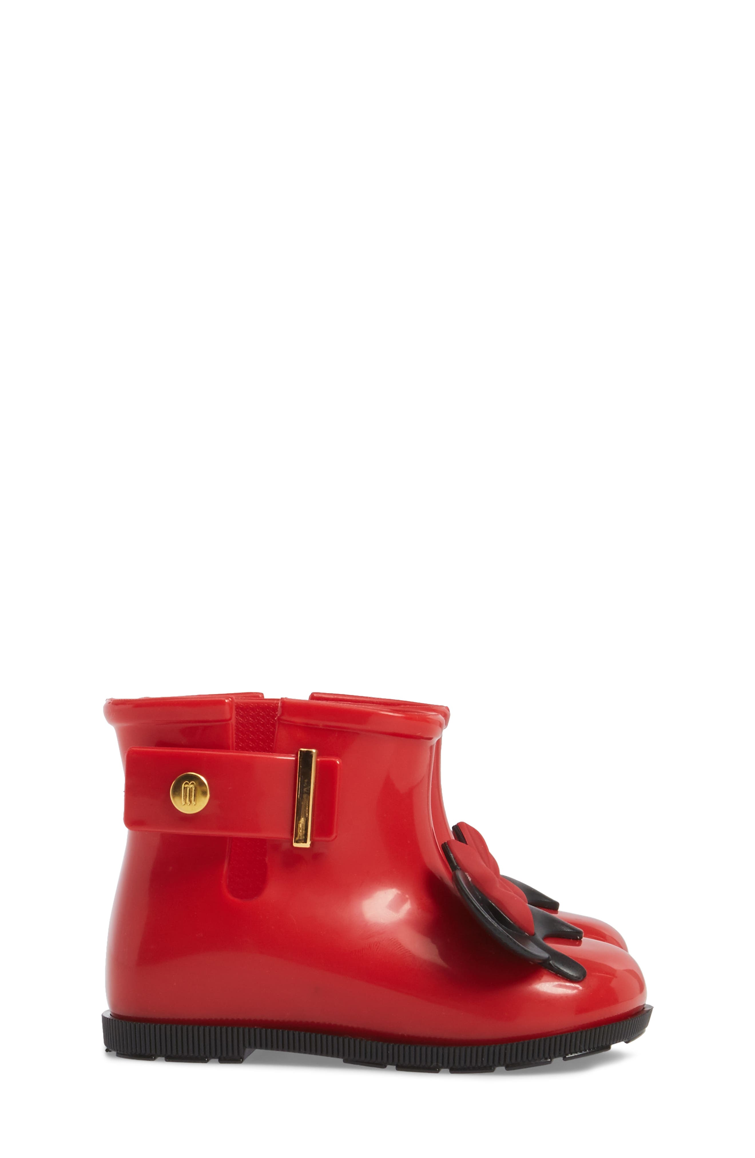 Mini Melissa Sugar Rain Disney Twins Waterproof Bootie, Alternate, color, RED