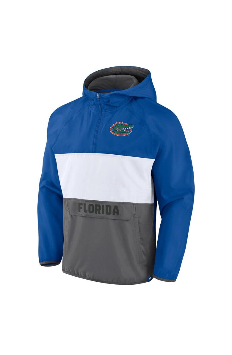 FANATICS Men's Fanatics Branded Royal/Heather Gray Florida Gators Victory On Raglan Quarter-Zip Hoodie, Alternate, color,