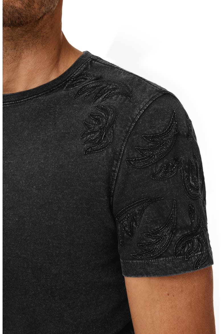 Floral Embroidered Organic Cotton T-Shirt, Alternate, color, BLACK
