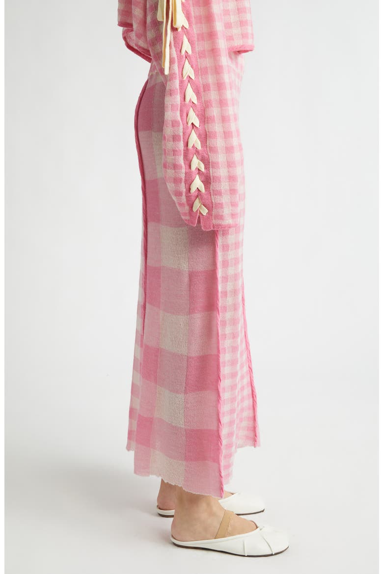 Mixed Scale Gingham Wool Maxi Skirt, Alternate, color, PINK