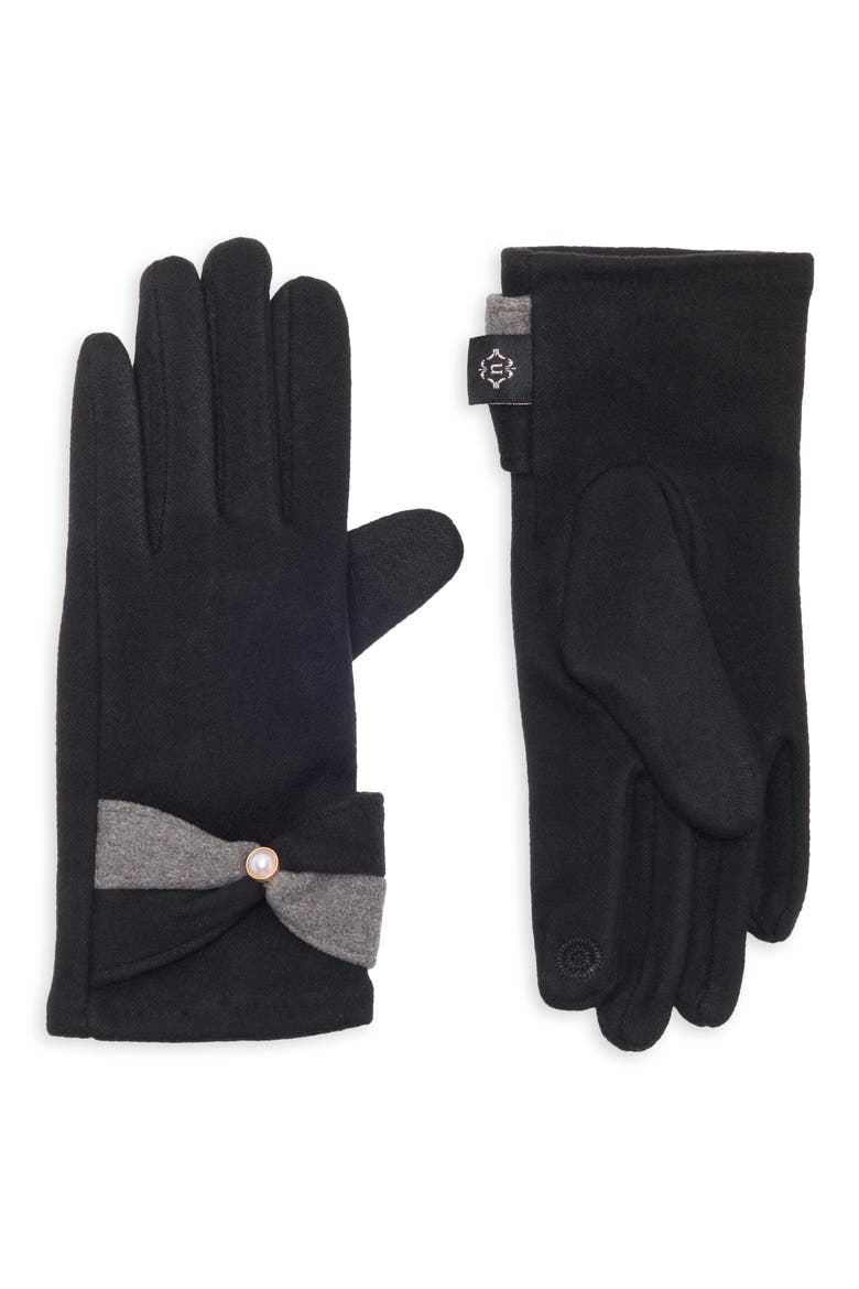 Tech Gloves with Colorblock Cuff, Main, color, BLACK