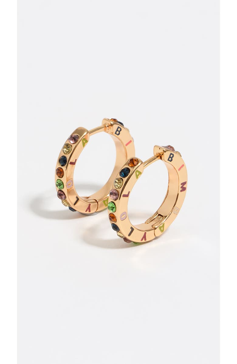 Bimba y Lola Multicolored Crystals Logo Hoop Earrings, Alternate, color, 