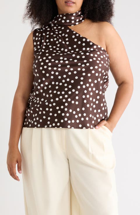 Scarf Neck One-Shoulder Top (Plus)