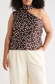 Renee C Scarf Neck One-Shoulder Top