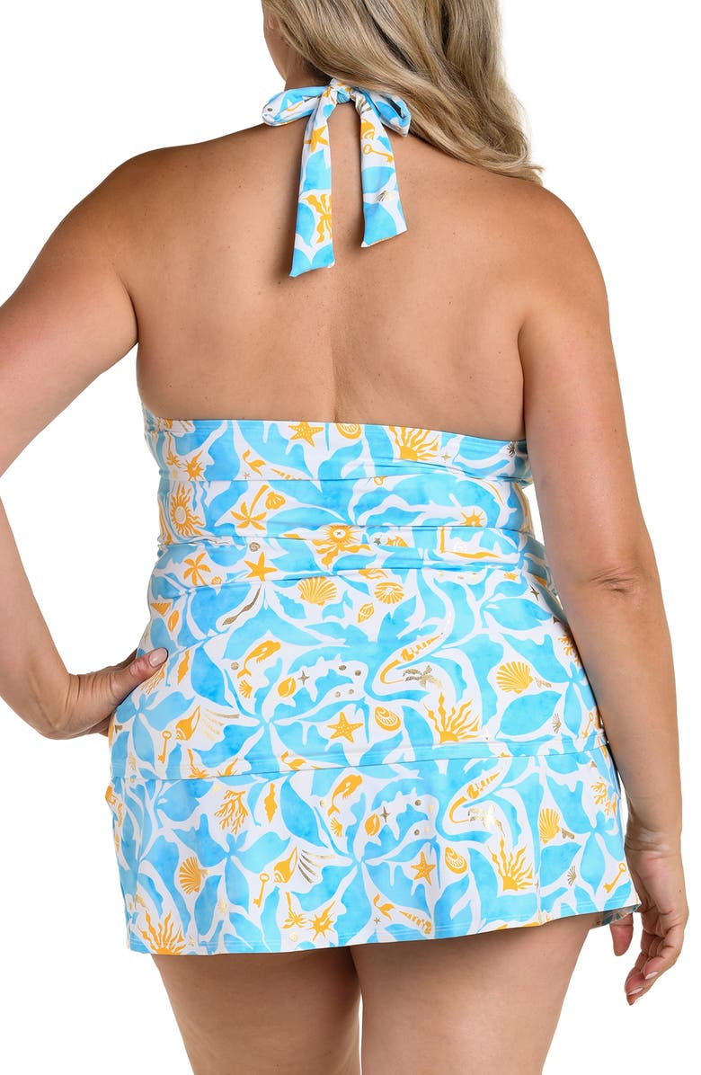 La Blanca Trinket Goddess Halter Tankini, Alternate, color, Sky