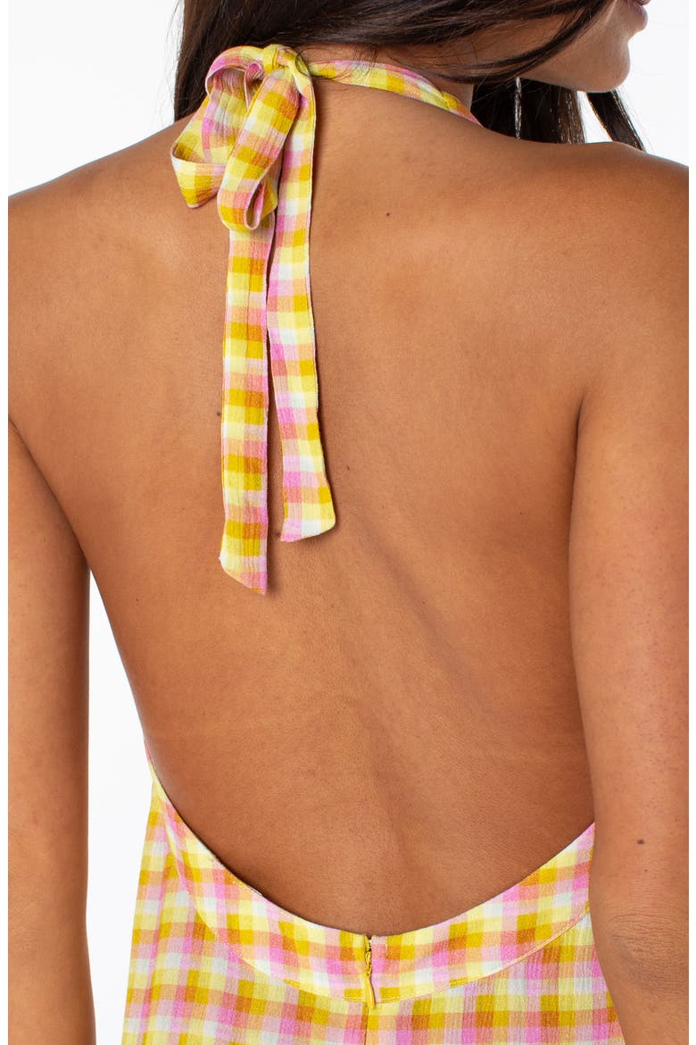 Beach Day Check Halter Minidress, Alternate, color, BODACIOUS