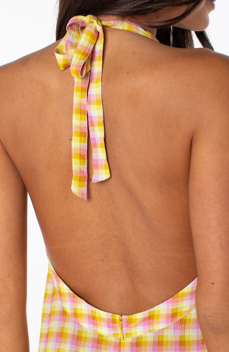 Roxy Beach Day Check Halter Minidress, Alternate, color, 