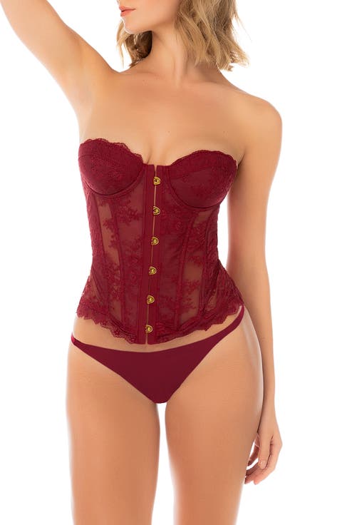 Strapless Underwire Lace Corset & Thong Set