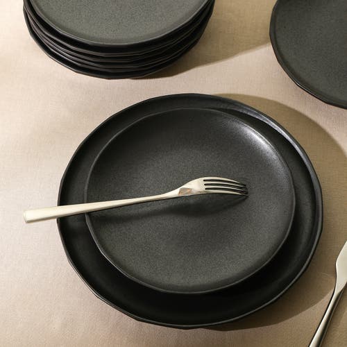 Stone Lain Rio Stoneware 4-piece Salad Plate Set In Black