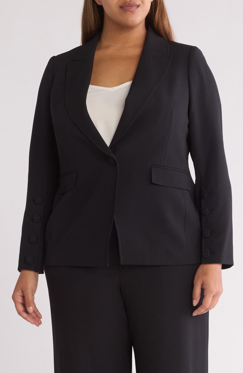 Tahari ASL One-Button Blazer, Main, color, Black