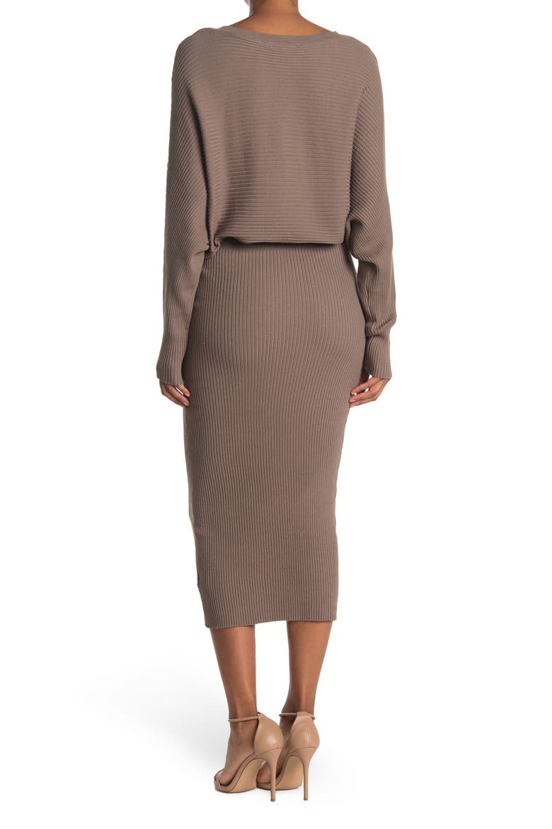 Ribbed All in One Midi Dress, Alternate, color, ELEPHANT