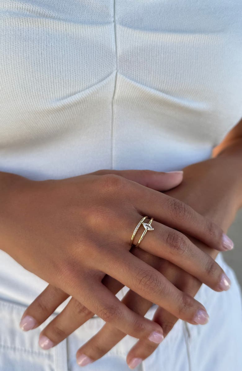 Adornia Set of 2 CZ Rings, Alternate, color, Gold