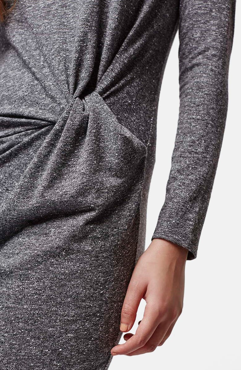 Topshop Knot Front Body-Con Dress, Alternate, color, Grey