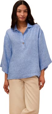 Celtic & Co. Collared Popover Linen Blouse