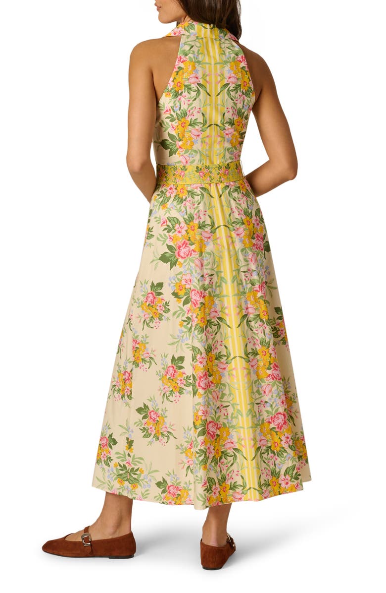 Adrianna Papell Floral Belted Cotton Maxi Shirtdress, Alternate, color, Pale Yellow