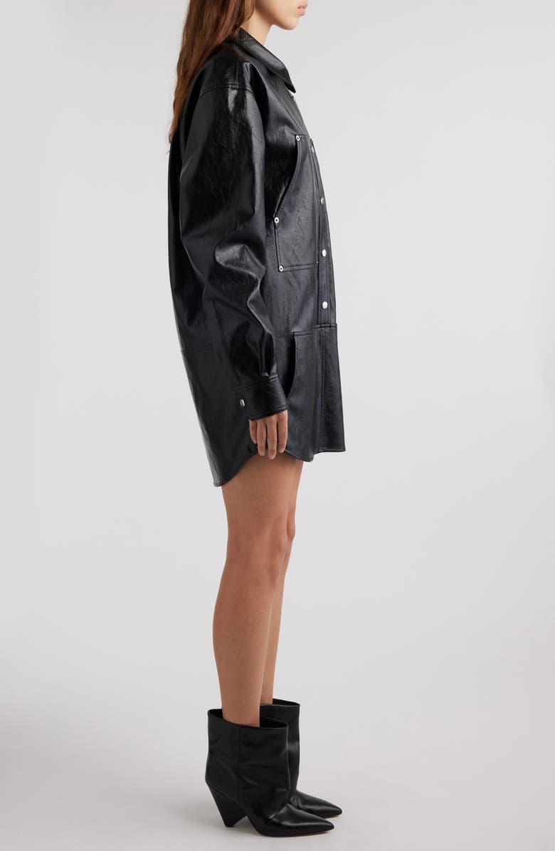 Isabel Marant Étoile Ayali Faux Leather Mini Shirtdress, Alternate, color,