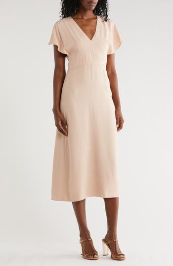 Hugo Boss Boss Dawinga Flutter Maxi Dress In Gold