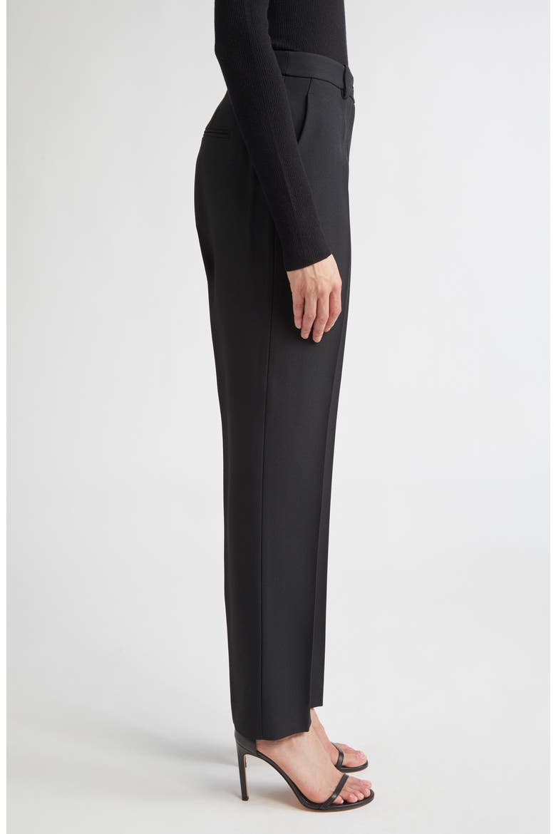 Samantha Pintuck Pleat Crepe Sablé Ankle Pants, Alternate, color, BLACK