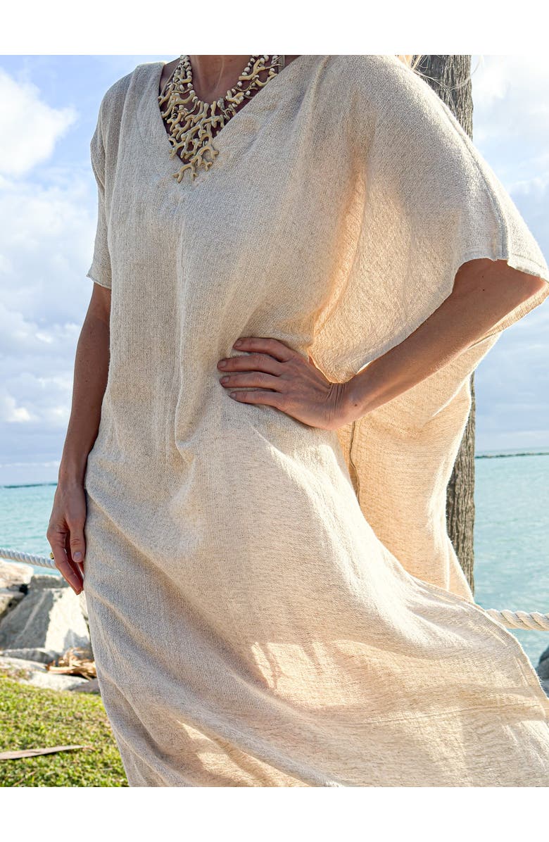 Anaya Natural Beige Linen Coverup Dress, Alternate, color, 