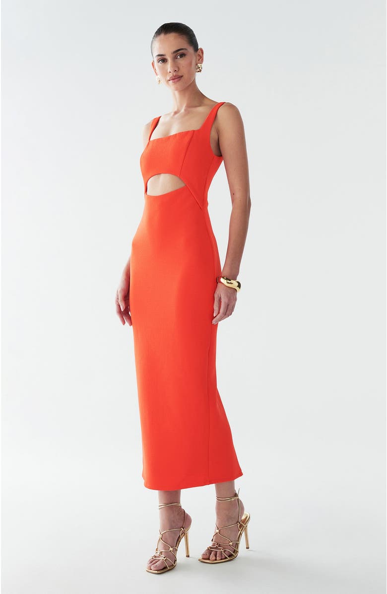 BWLDR Adi Midi Dress, Alternate, color, Coral